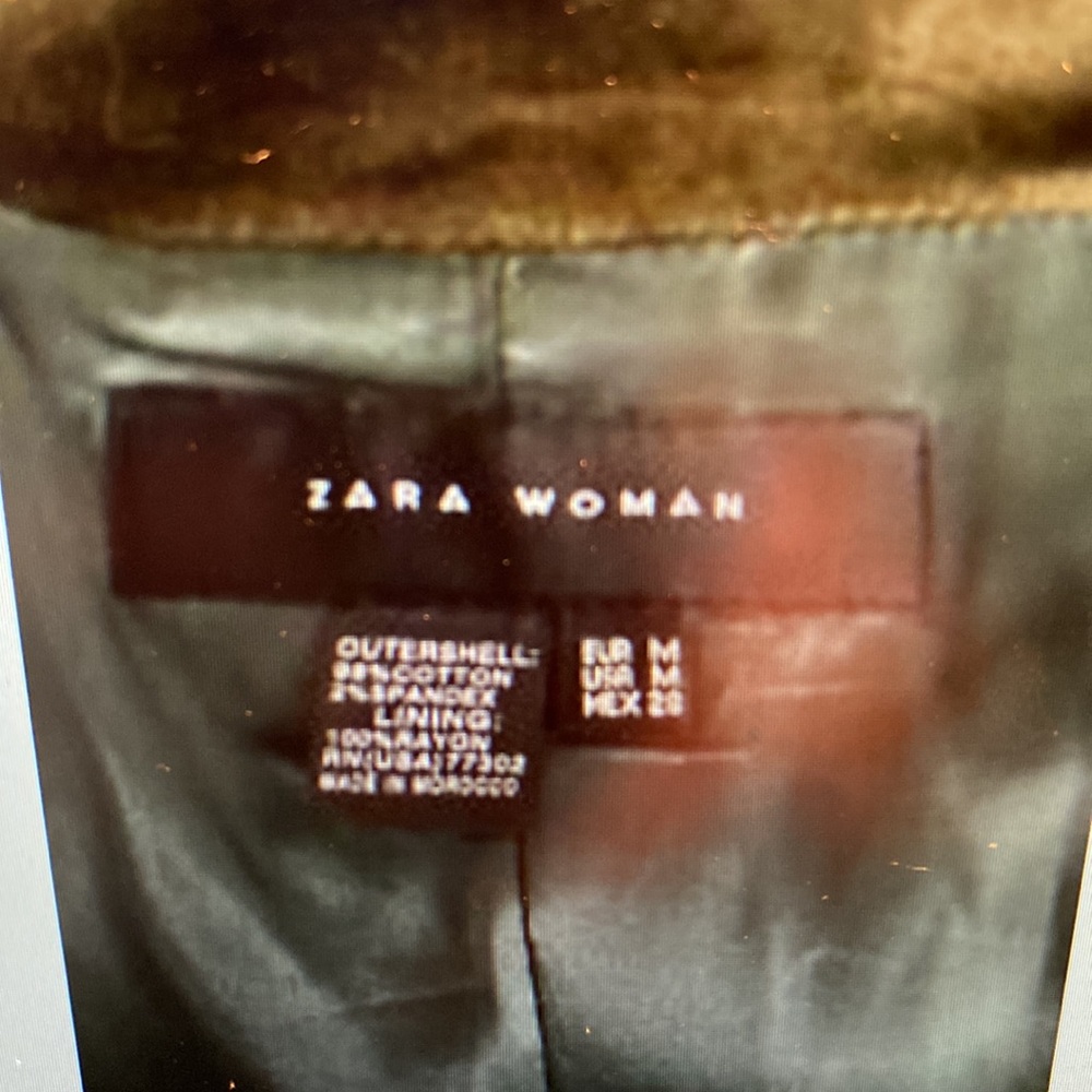 Zara Woman Vintage Cotton Velvet Style Jacket Coat in as army khaki color - Picture 11 of 12
